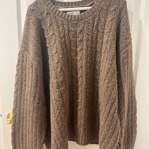 Hollister Chunky Oversized Brown Cable Knit Sweater